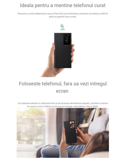 Husa flip activa originala Samsung Smart Clear View Cover S22 5G S901