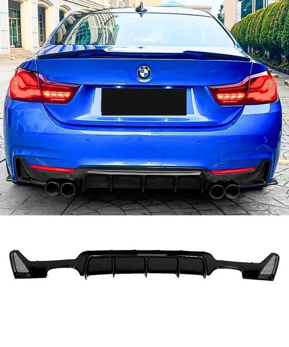 Двоен дифузьор за бмв ф32 ф33 ф36 м тех / добавка за задна броня / bmw f32 f33 f36 m tech diffuser / с щипки