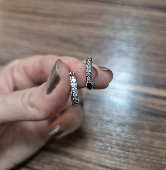 Нови сребърни обици сребърни обеци сребърни халки с цирконий