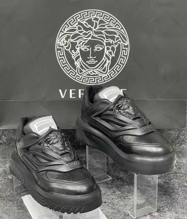 Adidași~sneakers high-top bărbați Versace Odissea Black (săculeț de transport CADOU/Livrare cu verificare)