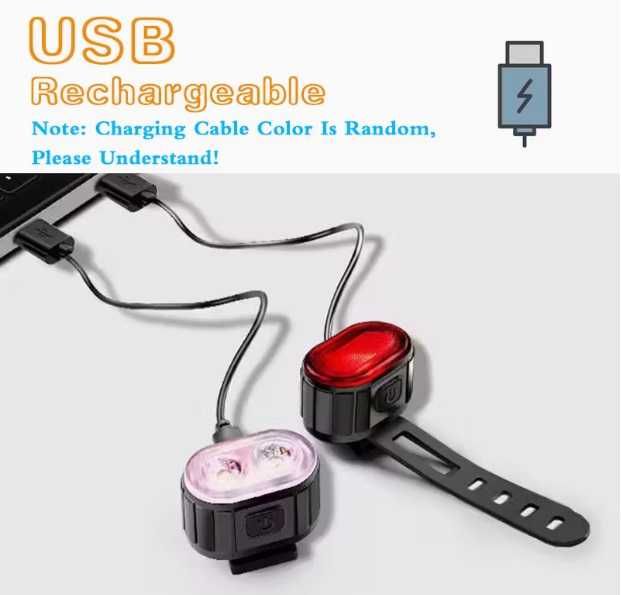 Комплект LED светлини за колело с USB зареждане