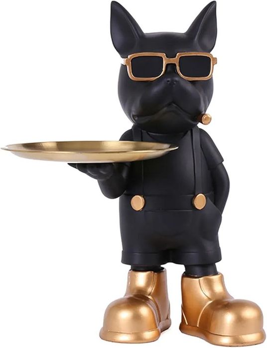 Статуэтка подставка фигурка декоративный бульдог с подносом