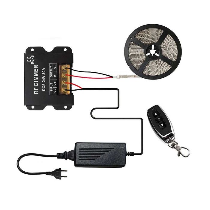 Dimmer Bandă LED 5V 12V 24V 30A cu Telecomandă RF – Controller DC