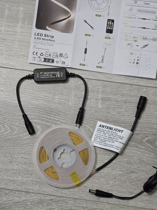 Bandă LED COB 3m Alb Cald 2700K – 26W, reglabilă, telecomandă