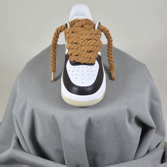 Pantofi Sport Air Force 1 Custom Rope Laces Bej si Maro - Originali