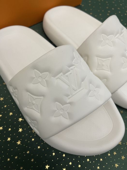Papuci Louis Vuitton Waterfront Mule White