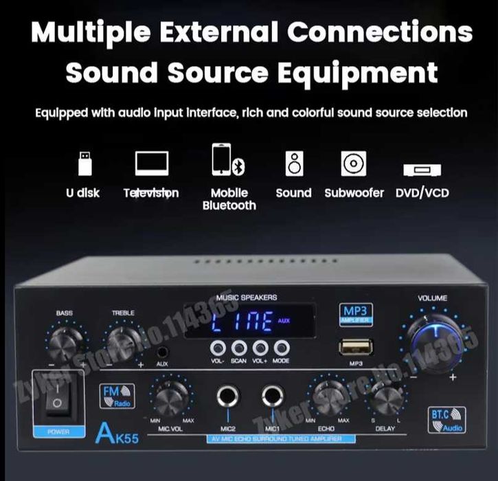 Усилитель звука AK55 HiFi Max, 900 Вт Хватит переплачивать за корпус