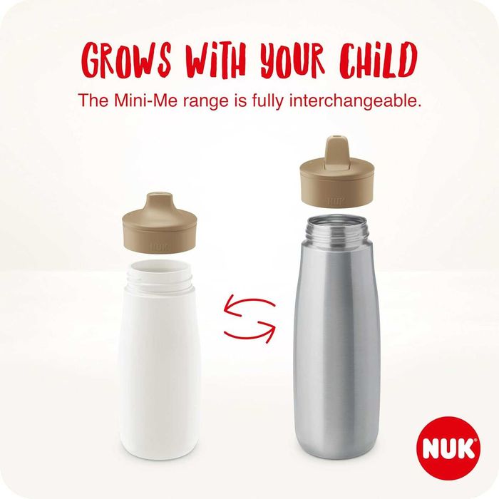 NUK Mini-Me – Комплект детски чаши Sip & Flip, 300 мл и 500 мл, 9–12+ месеца, Mint Dots & Bee