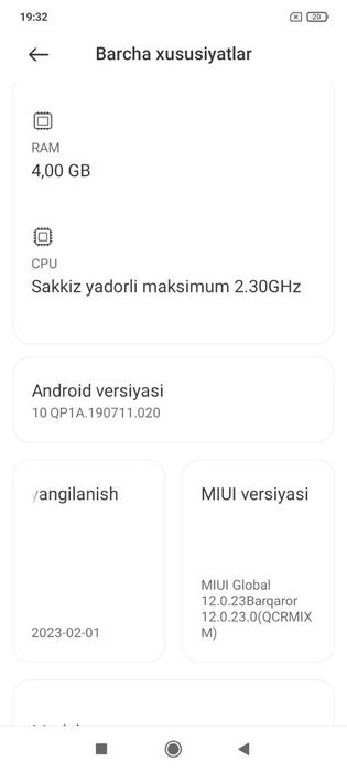 Redmi 9C holati yaxshi ekran almashmagan laminati bilan turibdi