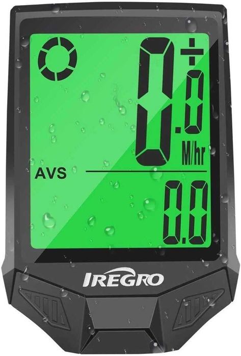 Iregro Велокомпютър - водоустойчив безжичен километраж - 18 функции