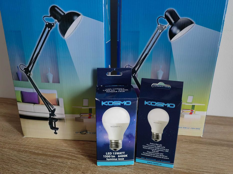 2 × Lampa de masa pentru manichiura, 60 W, Negru, incluse becurile la ambele