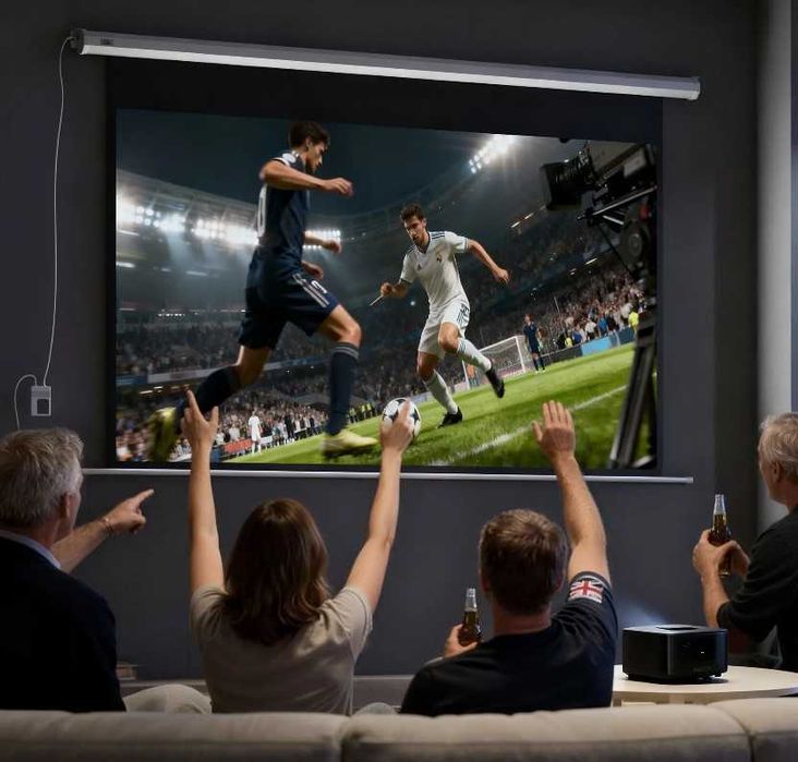 HOMCOM Ecran de Proiecție Motorizat 100" 16:9 cu Telecomandă, 251x8x168 cm, Alb. Este nou si sigilat.