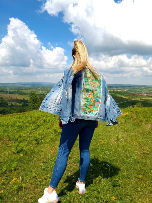 Geaca jeans Hand Painted