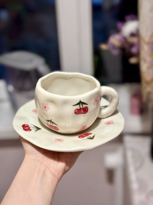 Чашка керамическая с тарелкой