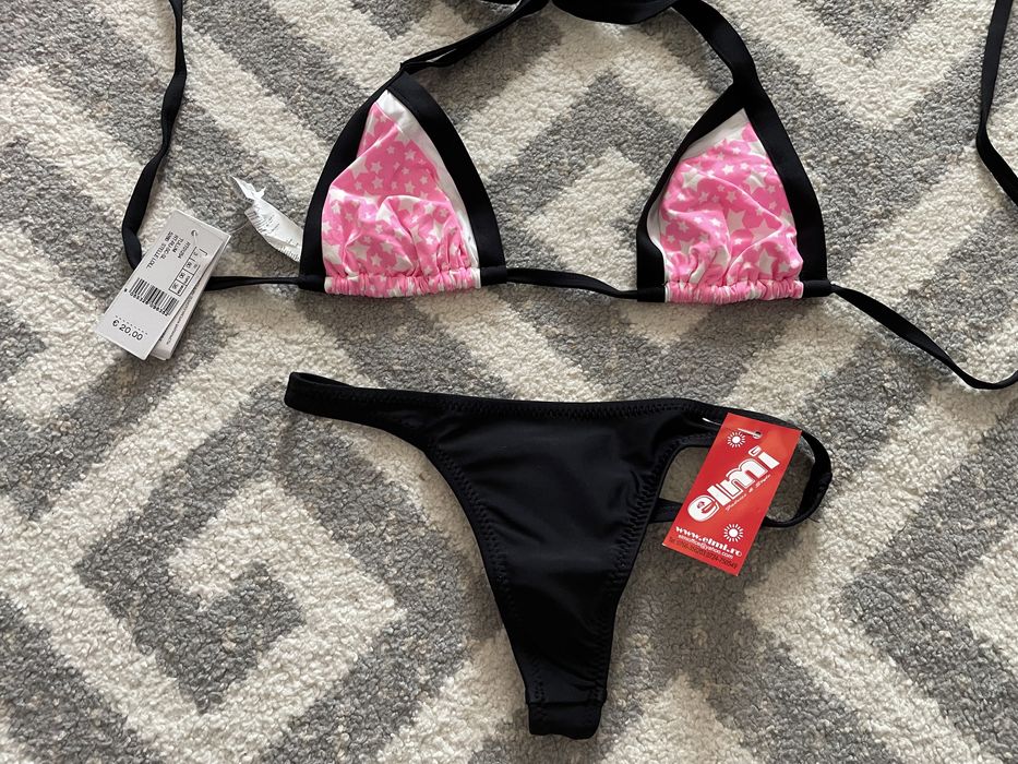 Costum baie slip tanga + slip clasic, sutien triunghiuri, slip s, suti