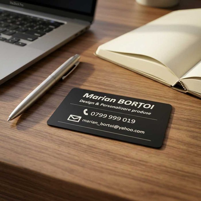 Carte de vizită metalică premium – gravură laser, 10 Buc/Set