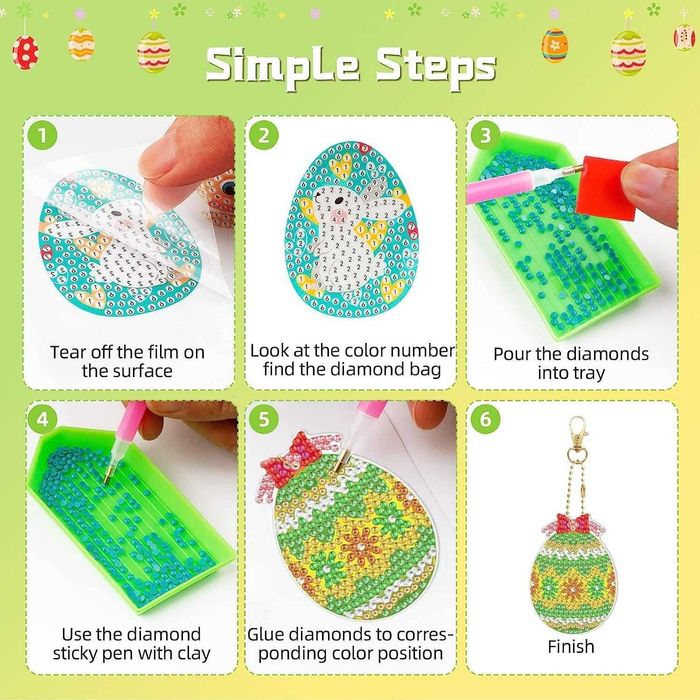 Set 10 Proiecte Tematica Paste, Pictura Diamante Copii