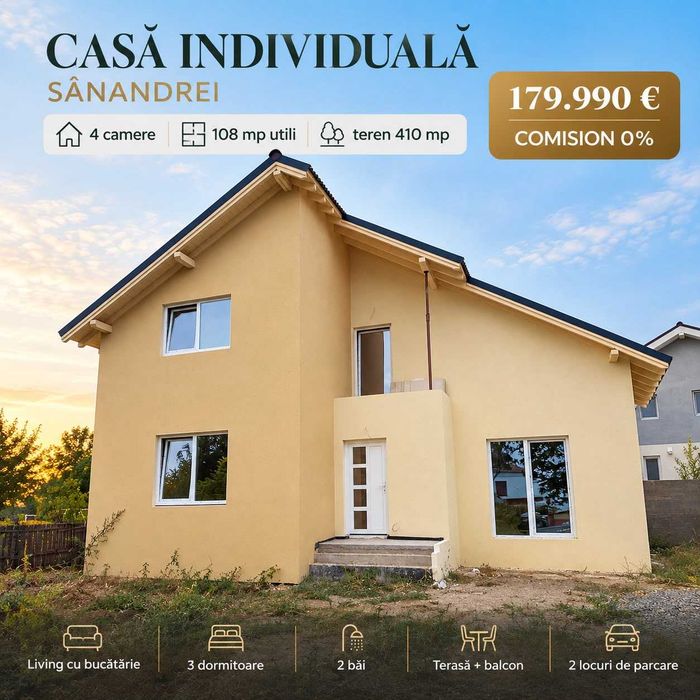 Casa individuală cu 4 camere de vânzare în Sânandrei, Timiș