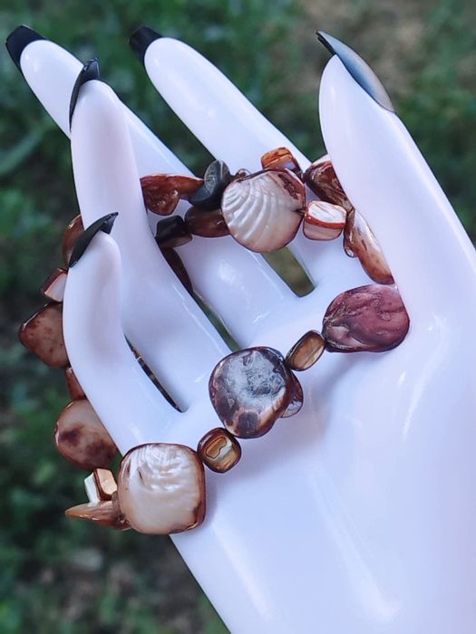 Colier/ lant din scoici naturale cu inchizatoare din argint de 925