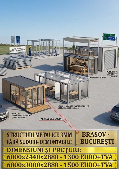 Kit container,  case structuri, panouri sandwich, tabla tigla, cutata