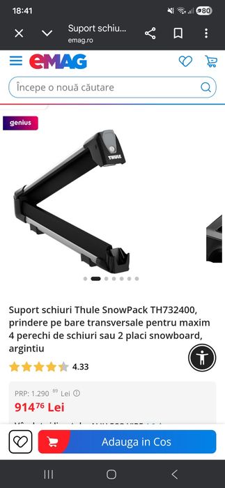 Vand Suport Thule SnowPack 7324 nou