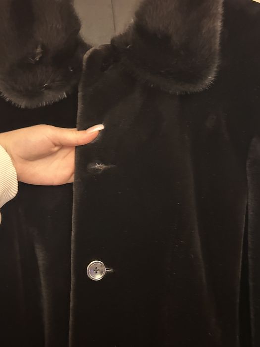 Шуба, стриженая норка блэк лама