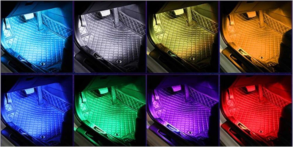LED интериорно осветление за автомобил RGB 12V - 8 цвята/12 диода.