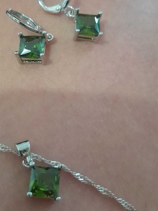 Set de bijuterii argint 925cu zirconiu verde-smarald