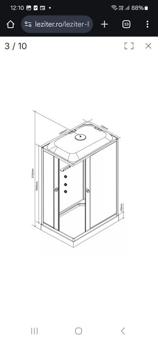 Vand cabina dus HIDROMASAJ  70x100  LEZITER 1600 LEI