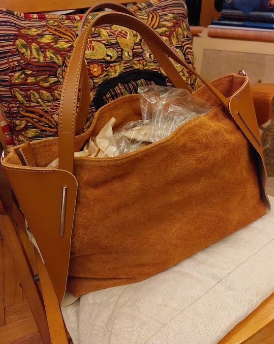 geanta mare piele si piele intoarsa Francesca Moretti noua, redusa