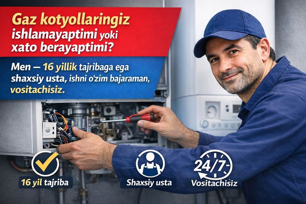 Газовый котёл ва колонка таъмири Мирзо Улуғбек | Ariston | 16 йил тажр