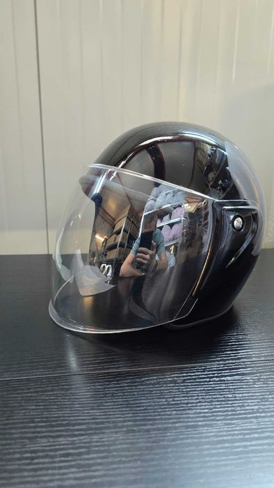 Casca Moto/Scuter/ATV, marime universala, Negru Lucios