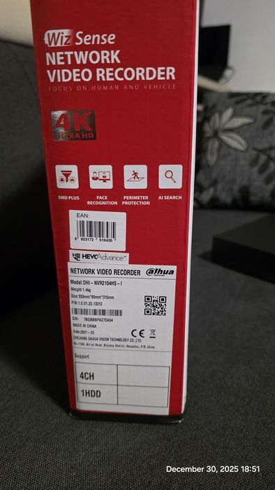 NVR DAHUA 2104HS- S2 4 canale 4K Hevc 265+HDD 500 GB