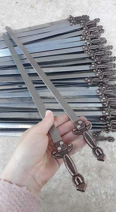 Плоски неръждаеми шишове за барбекю