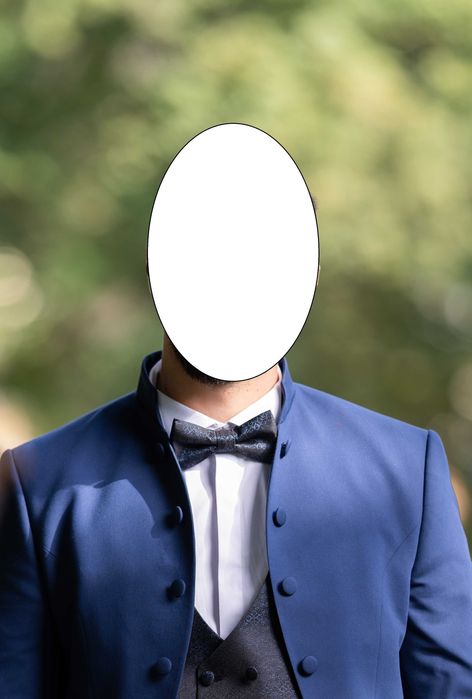 Син сватбен костюм + аксесоари