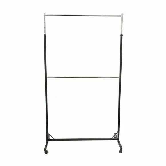 Stender metal dublu -  reglabil pe inaltime, Negru-Crom