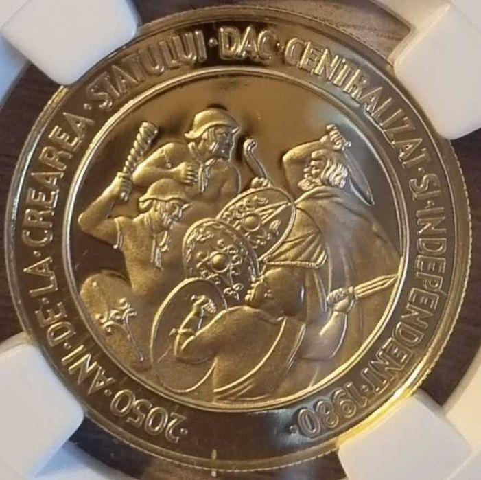 Moneda aur 500 lei Statul Dac 1983 gradata NGC PF69 Ultra Cameo