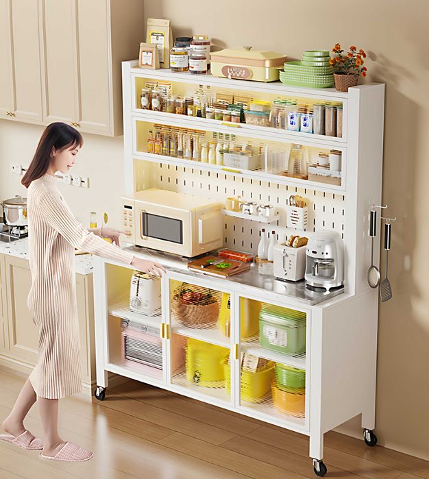 Металлический буфет с ПВС дверцами для кухни и дома