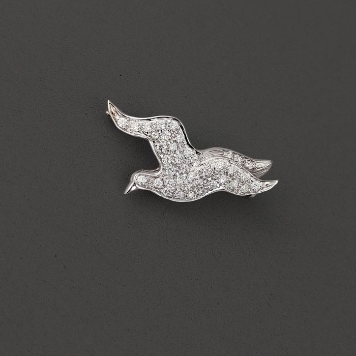 brosa - pandantiv, aur 18k, diamante 0.90ct, certif.