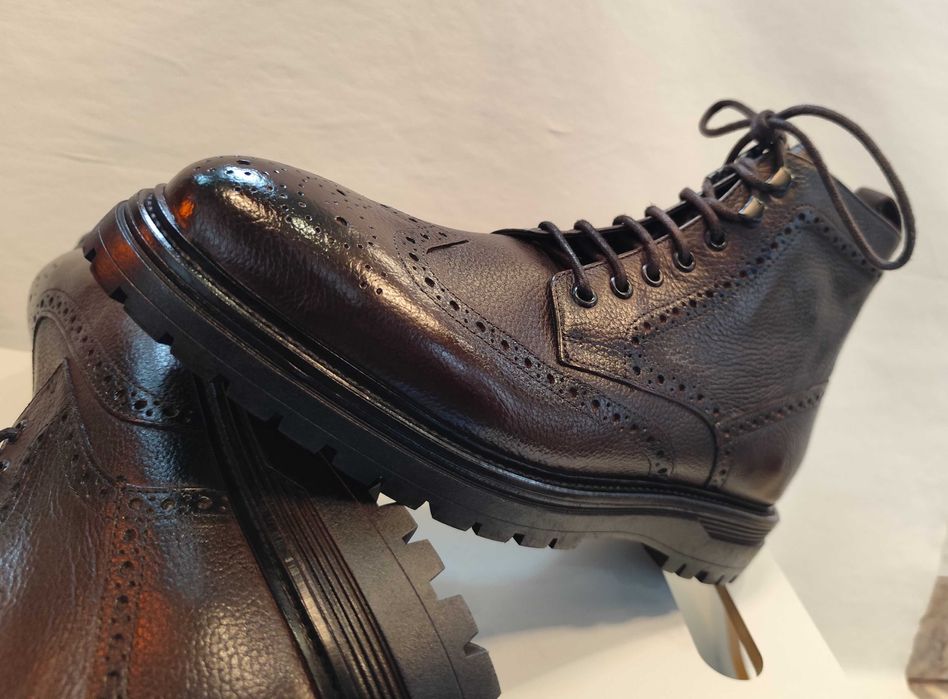 Ghete lace up 44 de lux Massimo Dutti NOI piele naturala moale maro