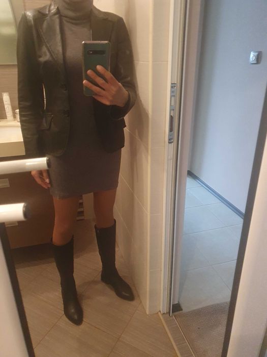 Рокля тип поло в сив цвят