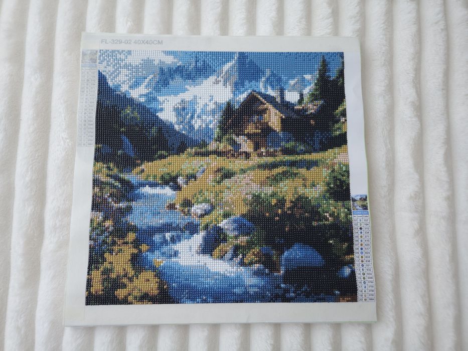 Диамантен гоблен планински пейзаж  готов за поставяне  в рамка