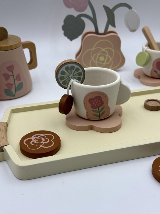 Новый сервиз для чая игрушечный деревянный