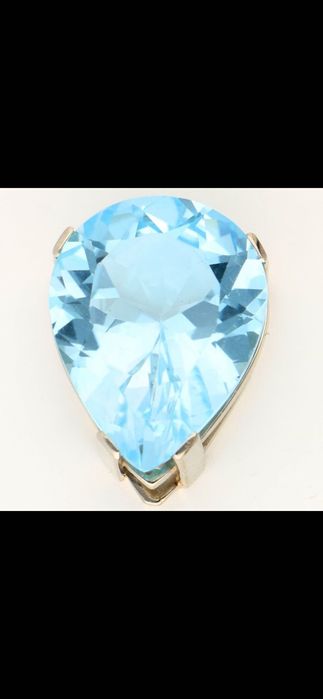 Pandantiv aur alb 14ct cu topaz