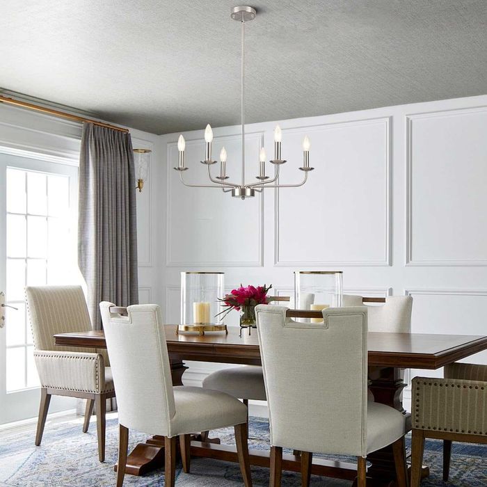 Candelabru modern, Lxwnyy lustra 6 brate, argintiu E14