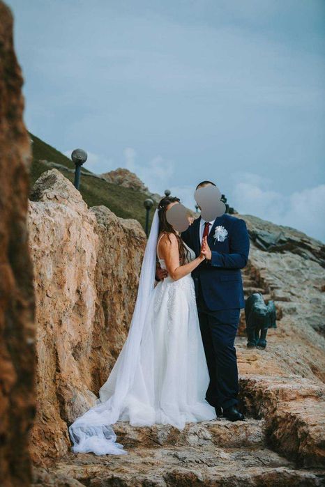 Дълъг бял воал булчински за сватба, фотосесия - 3 метра було