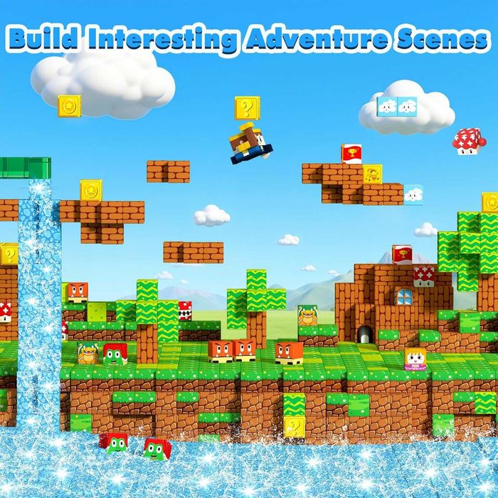 Магнитни строителни блокчета, сензорни играчки, 3+ години, 108 части