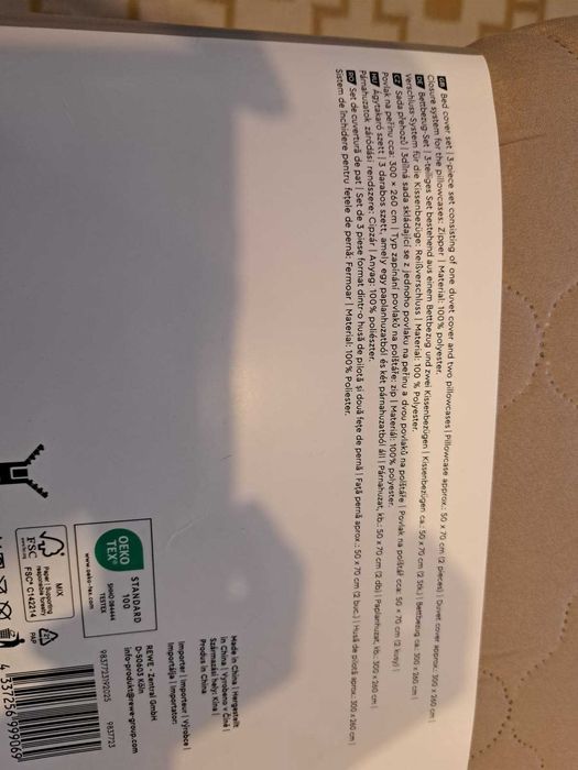 Set cuvertura de pat 3 piese husa pilota si 2 fete perna ,noua