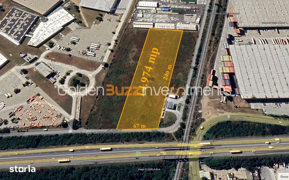 Teren industrial premium – A1 București–Pitești - 1,5 ha