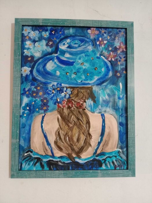 Картина, жена в в синьо